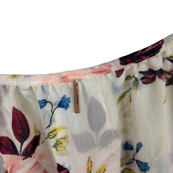 Misa Los Angeles Sia Pink White Chiffon Sheer Floral Blouse Women’s Small - Picture 10 of 10